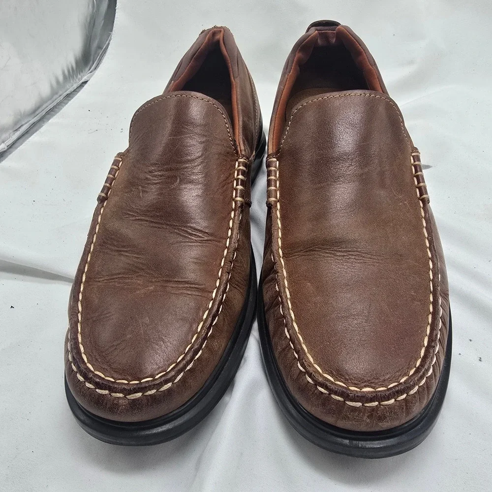 Cole Haan Grand‎ OS Loafers Mens 10M Brown Leather Moc Toe Slip On Casual Preppy